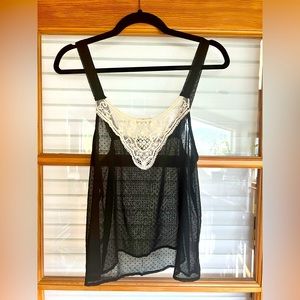 Black Chiffon Tank Top, Chloe, Size S